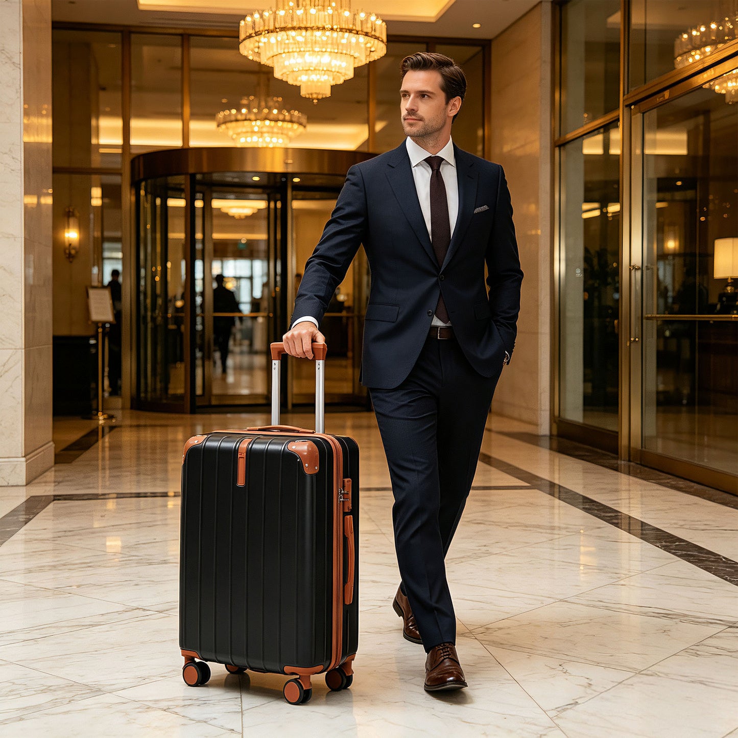 Premium ABS Travel Luggage Set - 3-Piece Suitcase with TSA Lock & 360° Spinner Wheels - Black