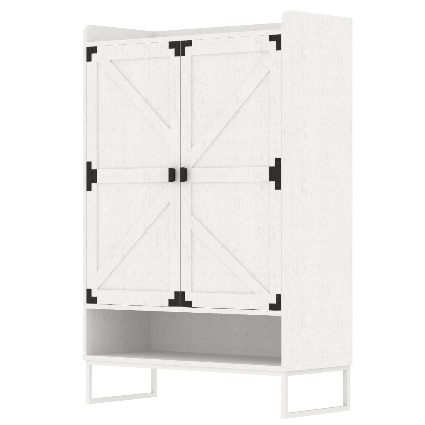 6-Tier Shoe Storage Cabinet with Doors - White Wooden Organizer