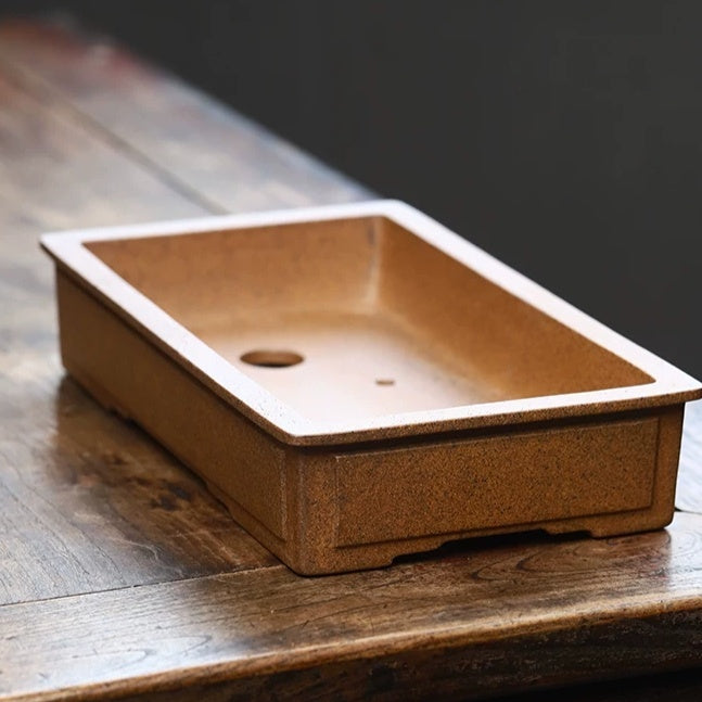 Rectangular Bonsai Pot - Handmade Yixing Clay Flower Planter for Indoor Garden