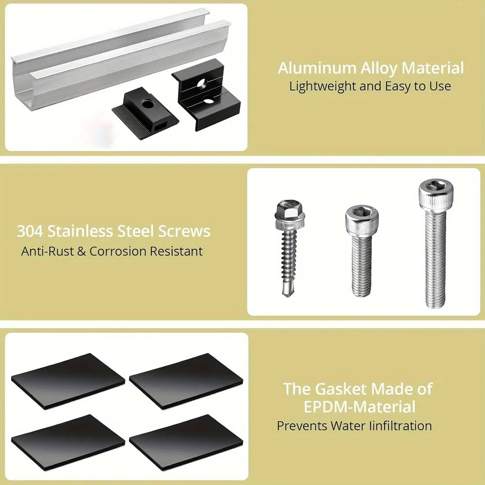 12cm U-Shaped Solar Panel Mounting Rails Bracket Set for PV Modules
