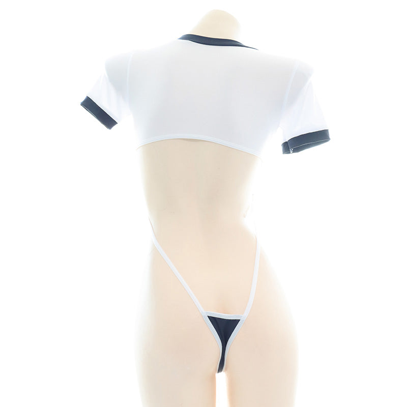 Women's Cross-Back One-Piece Gymnastics Leotard with Straps - White