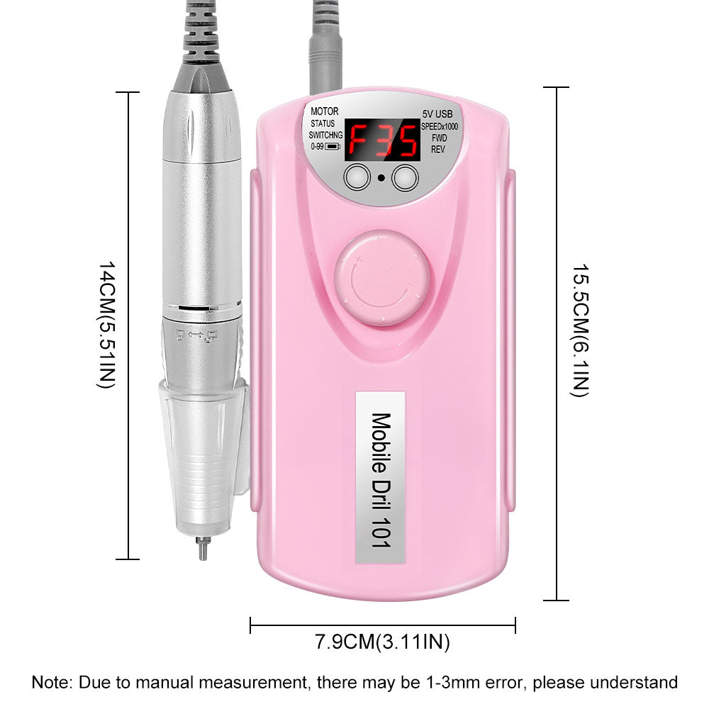Professional 35000 RPM Rechargeable Electric Nail Drill Kit - Portable File