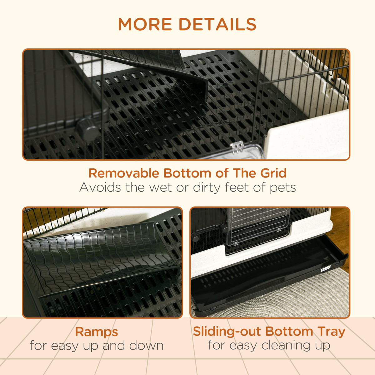 2-Tier Compact Rolling Small Animal Cage for Rabbits, Hamsters & More