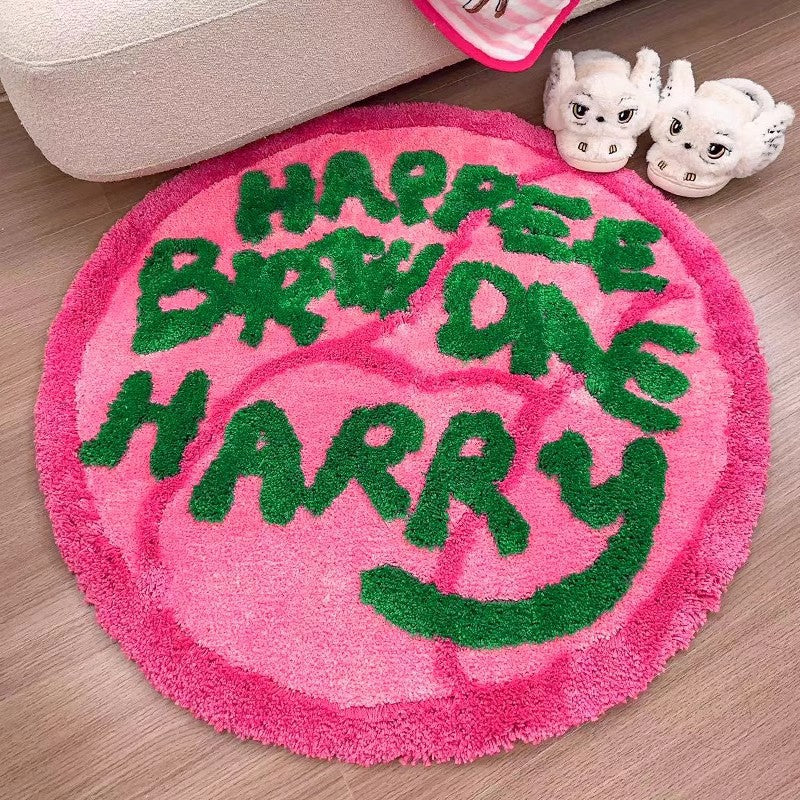 Geometric Pattern Cake Flocking Carpet - Non-Slip Household Floor Mat 90x90cm