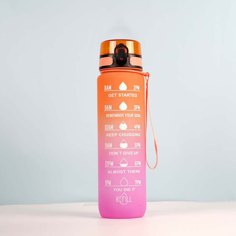 Large Capacity Sports Water Bottle - Gradient Cup with Lanyard 1000ml