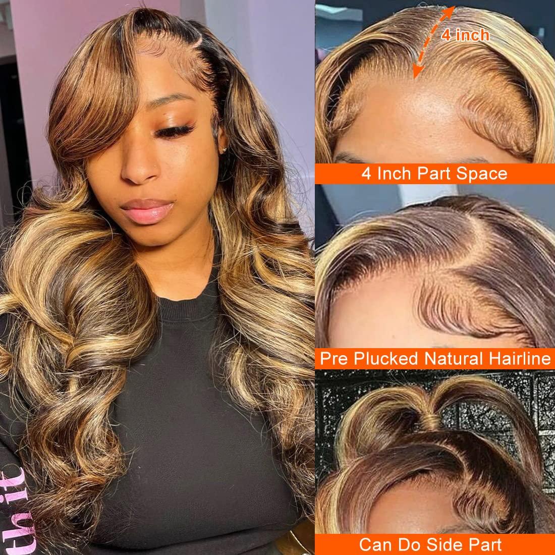 Body Wave Human Hair Lace Front Wig - P4/27 Highlight 13x4 Lace Wig