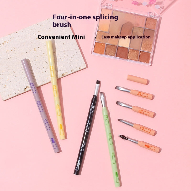 Multifunctional Aluminum Makeup Brush Set - 4-in-1 Eye Shadow & Face Tools