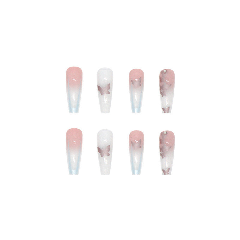 Butterfly Nail Art Stickers with Glue - Trapezoid Nail Tips, 19g