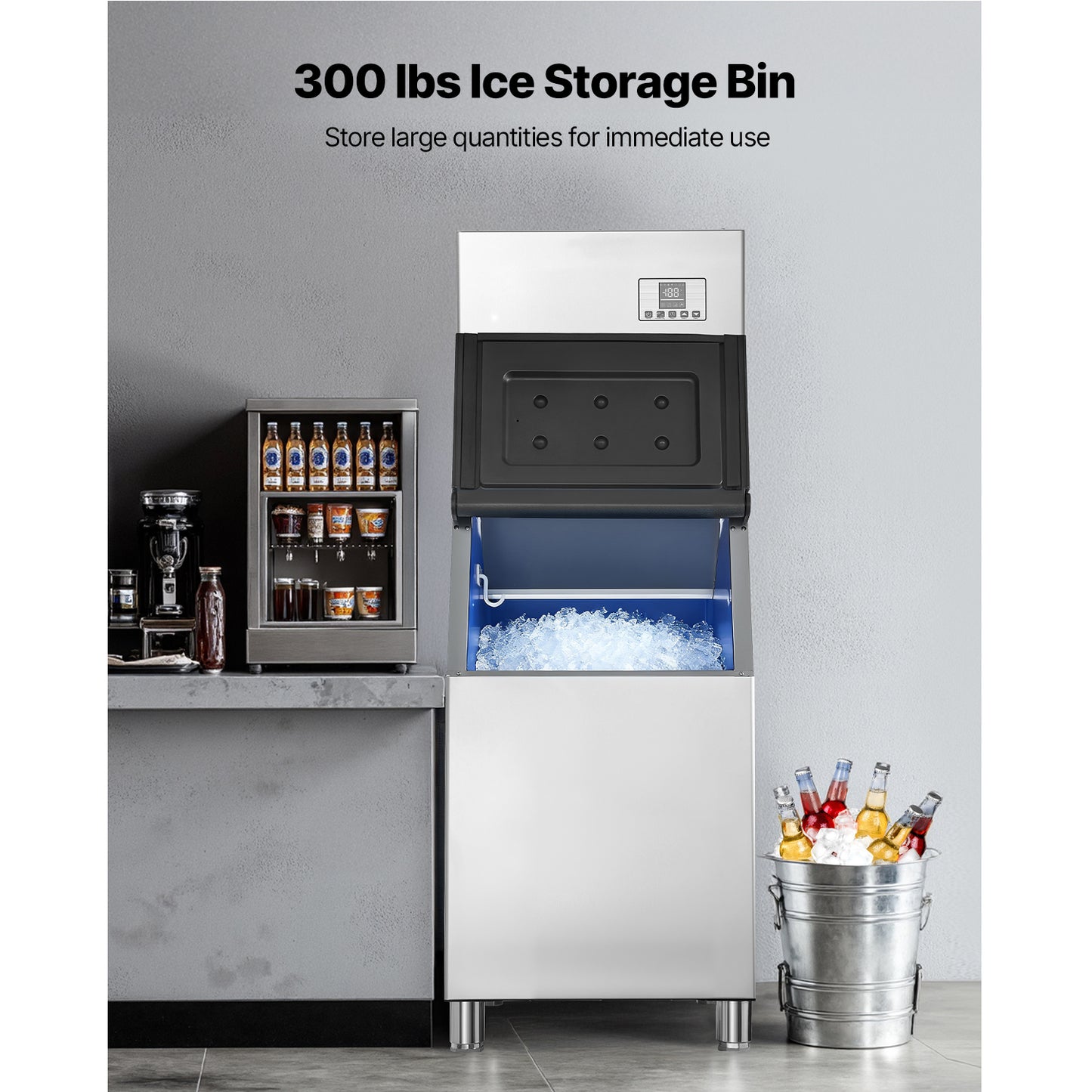 Commercial Ice Maker Machine 400LBS 24H with Stainless Steel Bin & Touchscreen