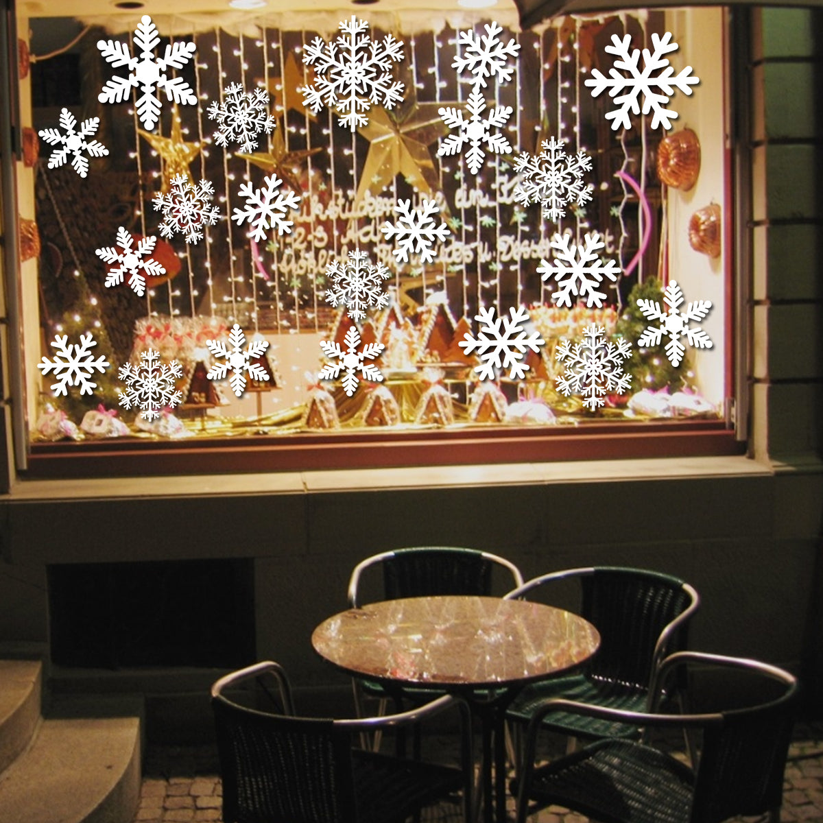 White Snowflake Static Stickers - 5 Sheets for Window Decor