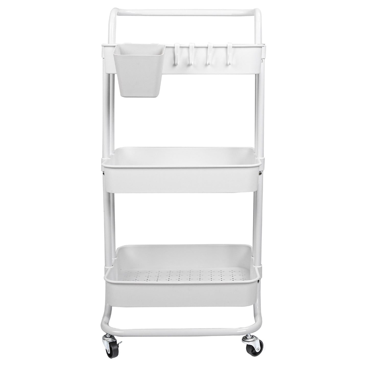 3-Tier Rolling Utility Cart with Mesh Baskets and Lockable Wheels