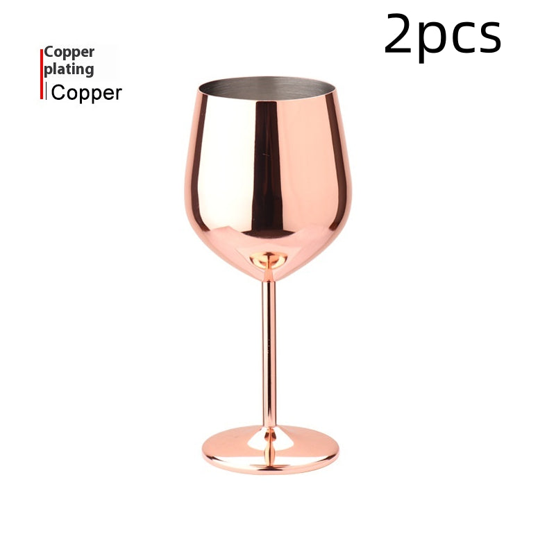 500ml High-Leg Drop-Resistant Copper Plated Wine Glass - European Style