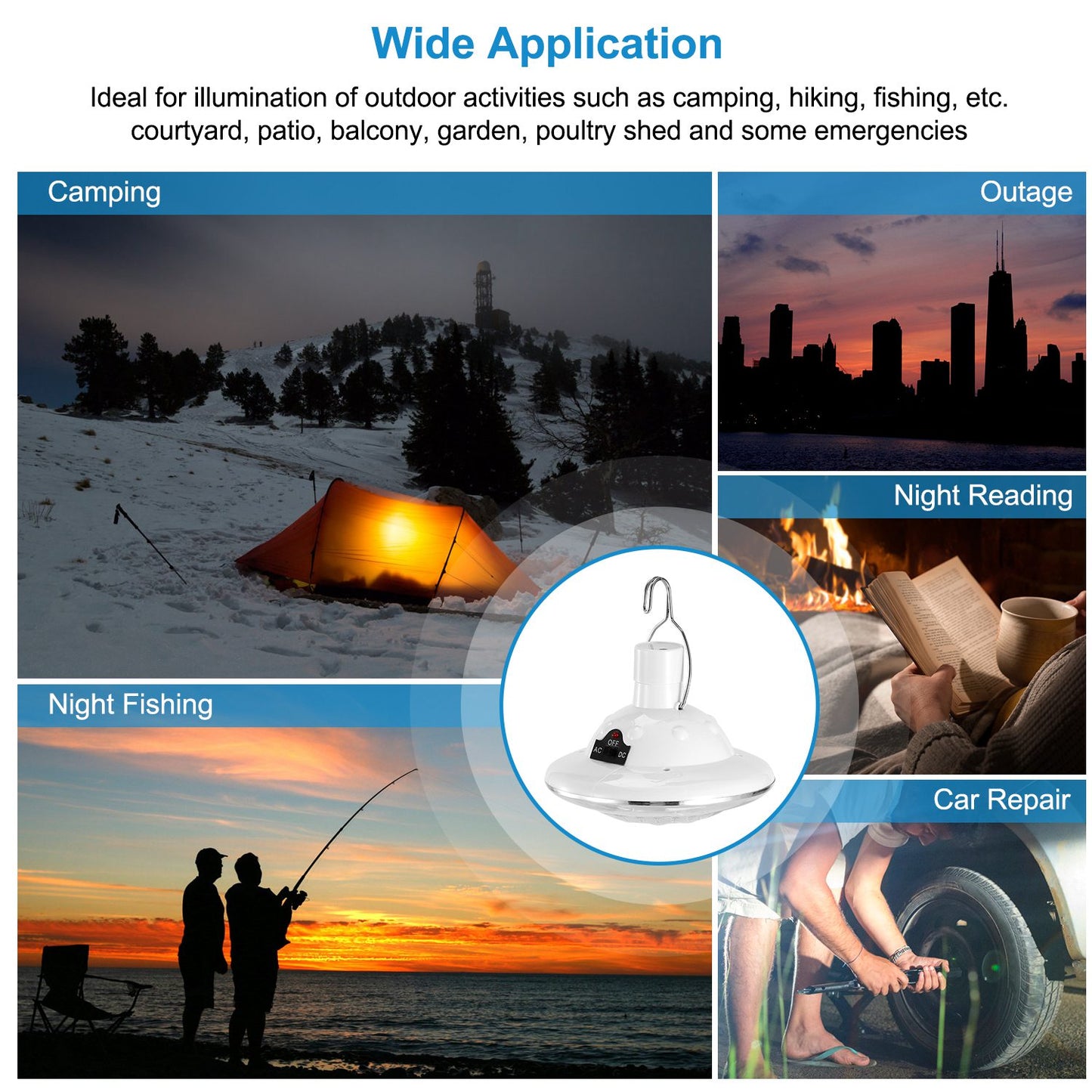 Solar Camping Lantern with Remote - Waterproof 3 Light Modes, Rechargeable Battery