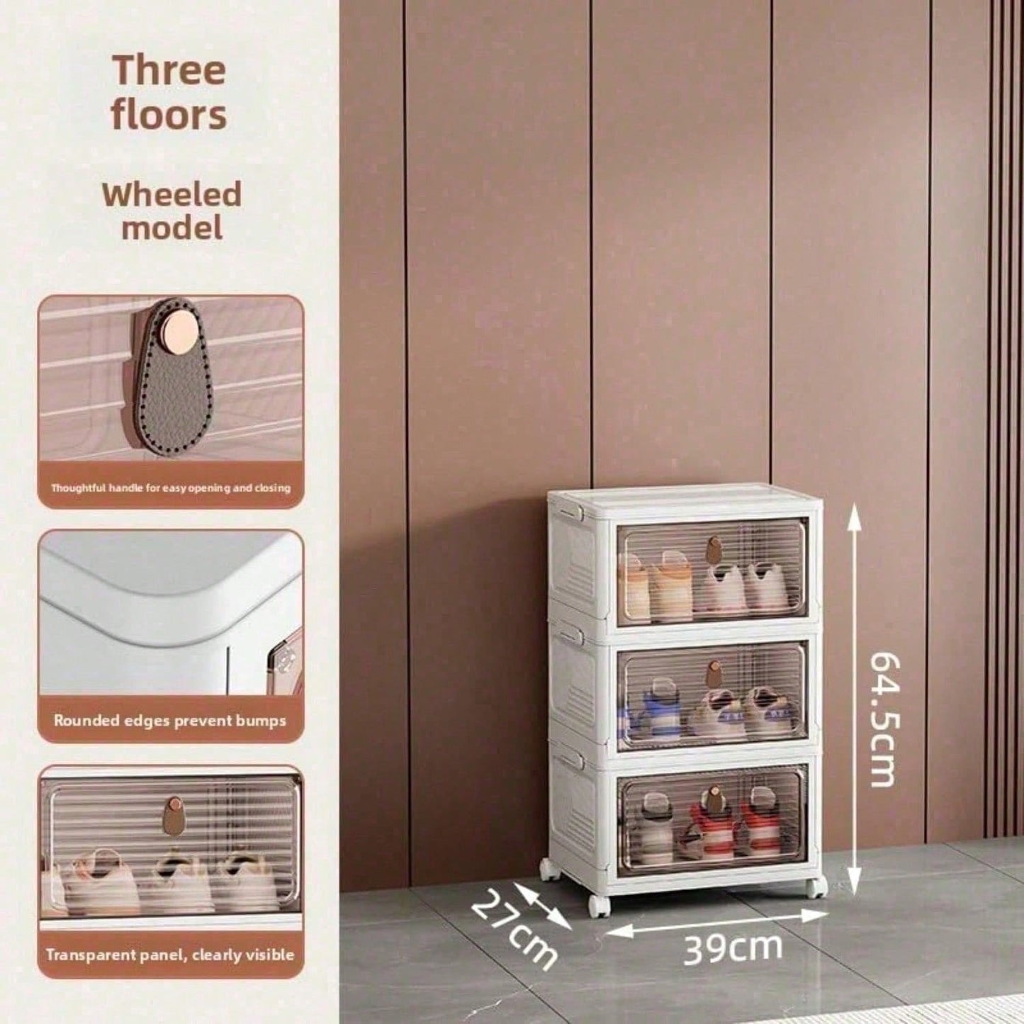 Dustproof Clear Plastic Shoe Storage Box Stackable Foldable 3Tier