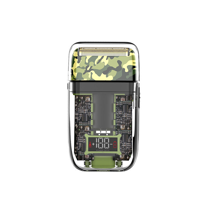 Waterproof USB Rechargeable LED Digital Shaver - Transparent Camouflage