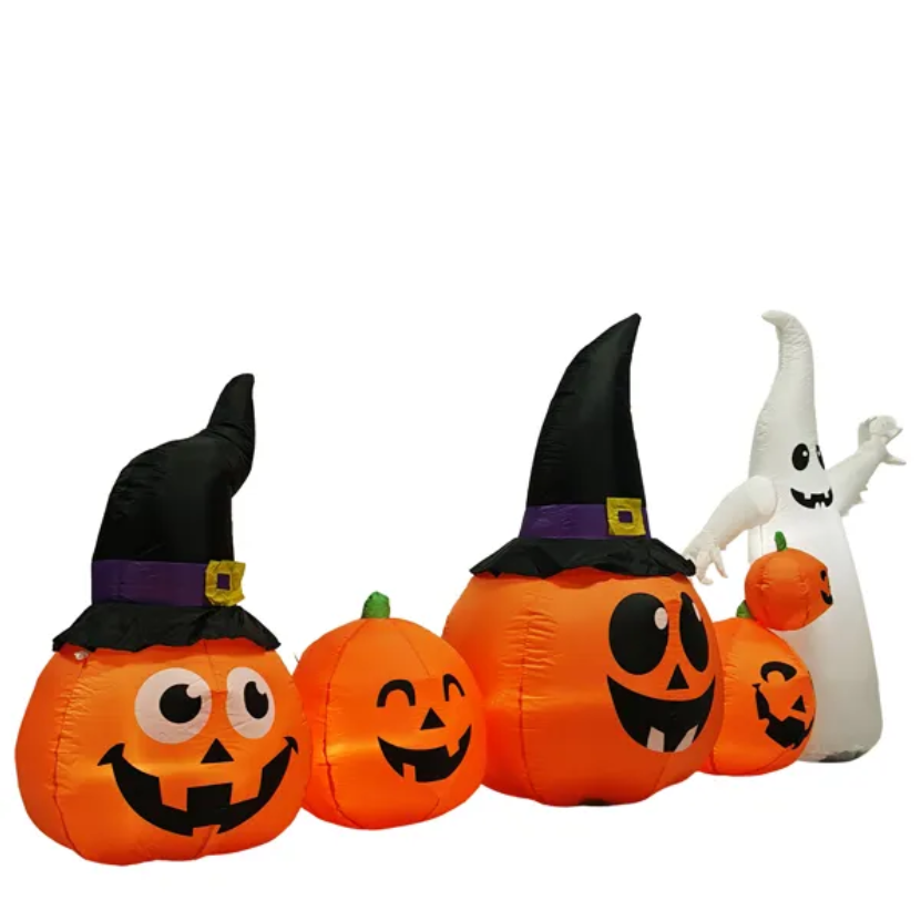 8FT Halloween Inflatable Pumpkin Ghost Decoration with LED Lights