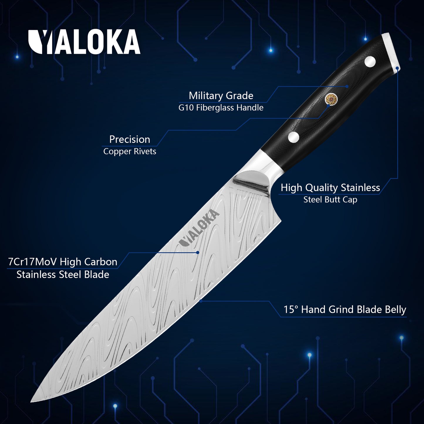 Professional 8 Inch Chef Knife - High Carbon Steel, G10 Handle
