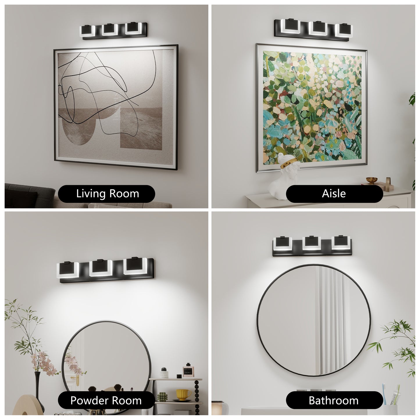 Modern Black LED Vanity Light Fixture - Up & Down Bathroom Lighting