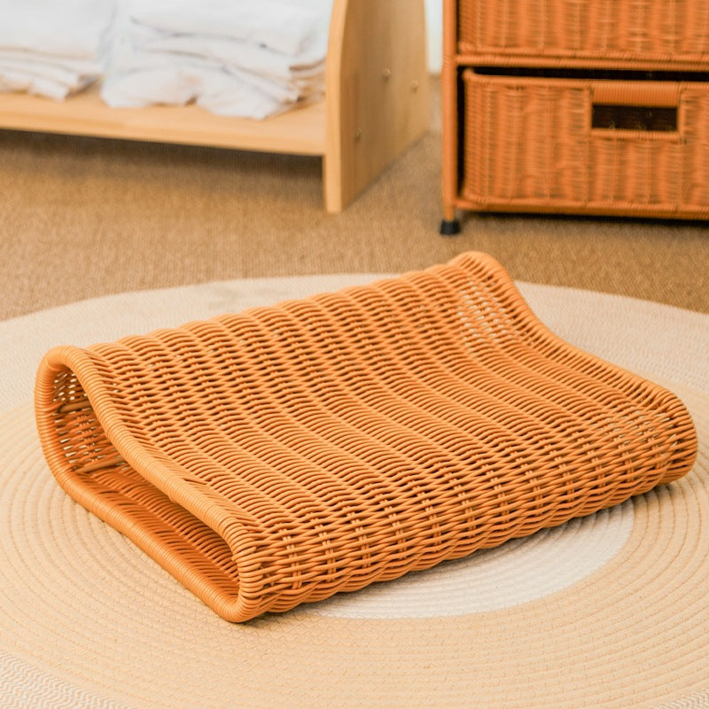 Rattan-Style Summer Cooling Cervical Pillow Support Cushion - Handwoven