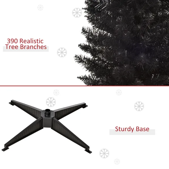 6 Ft Slim Artificial Pencil Christmas Tree with 390 Branch Tips - Black