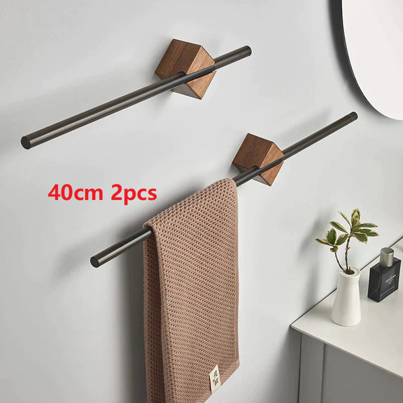 Punch Free Wall-Mounted Towel Rack Hanging Rod - Pull-Out Bathroom Organizer
