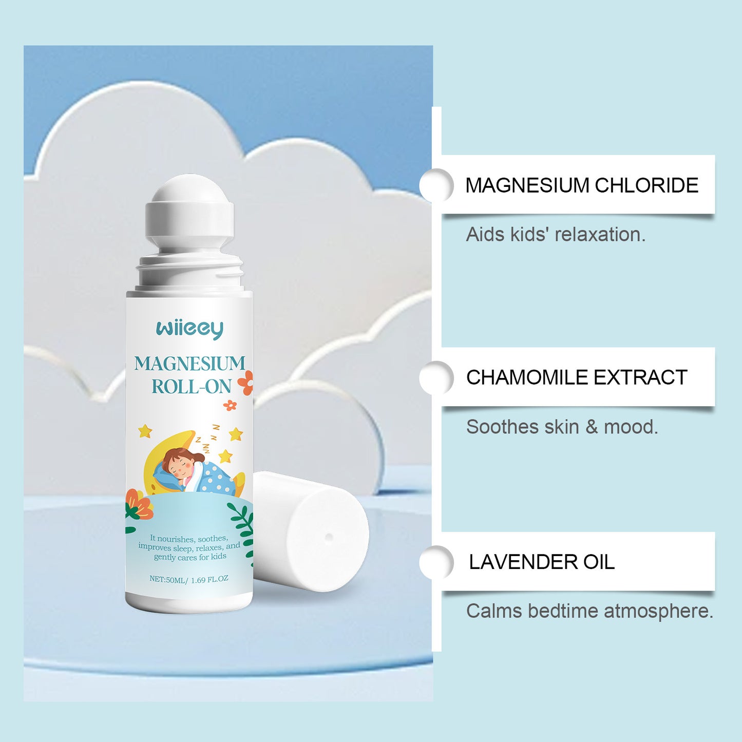 Children's Magnesium Sleep-Relax Roll-On 50ml Natural Sleep Aid for Kids
