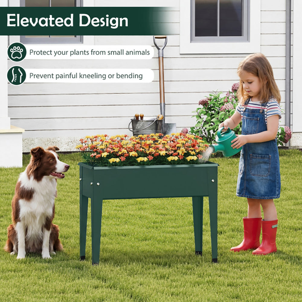 Elevated Metal Raised Garden Bed - Ergonomic 32" Height, Green