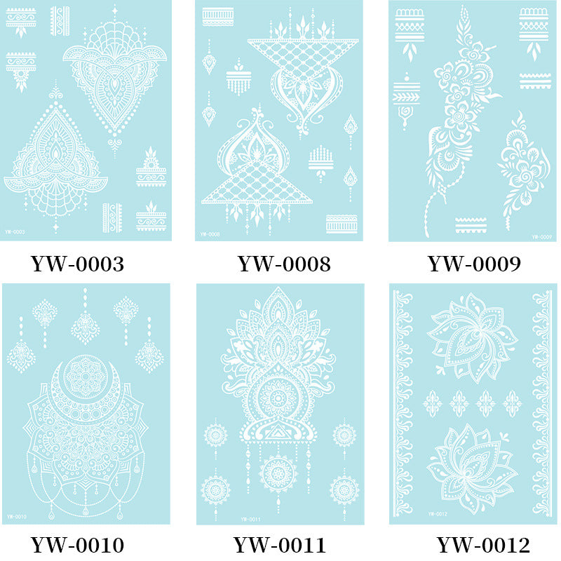 Glow in the Dark Henna Tattoo Stickers for Parties & Festivals - Intricate Lace Designs, Light Up Halloween & Christmas