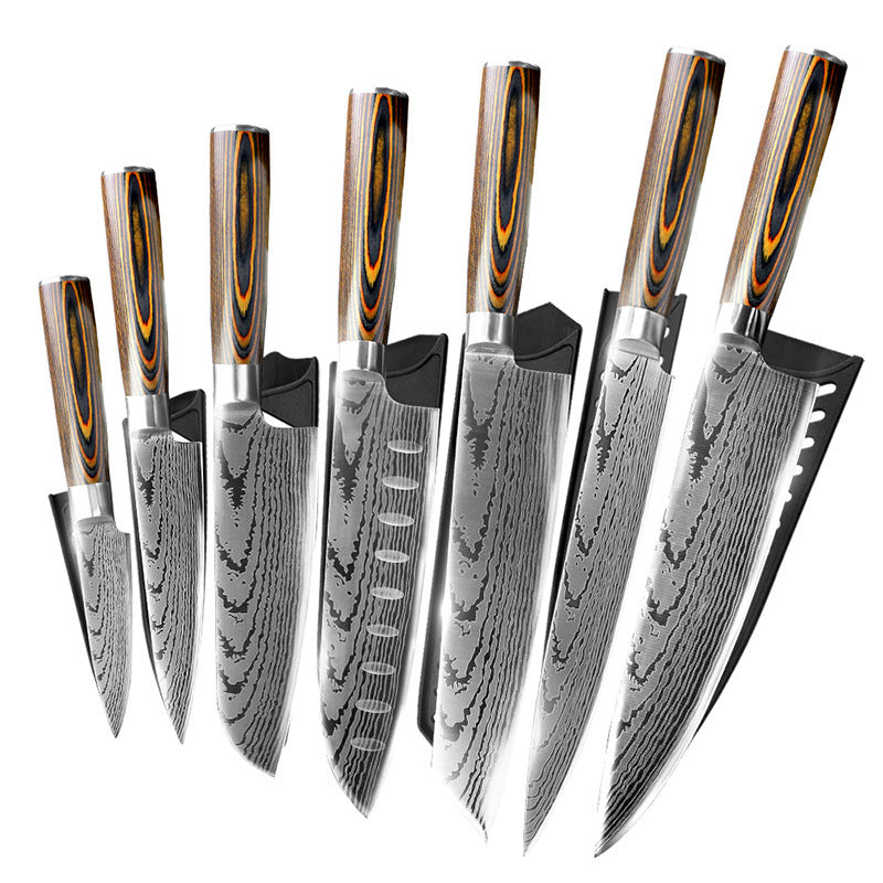 Stainless Steel Kitchen Knife Set - Multiple Sizes with Chef and Utility Knives