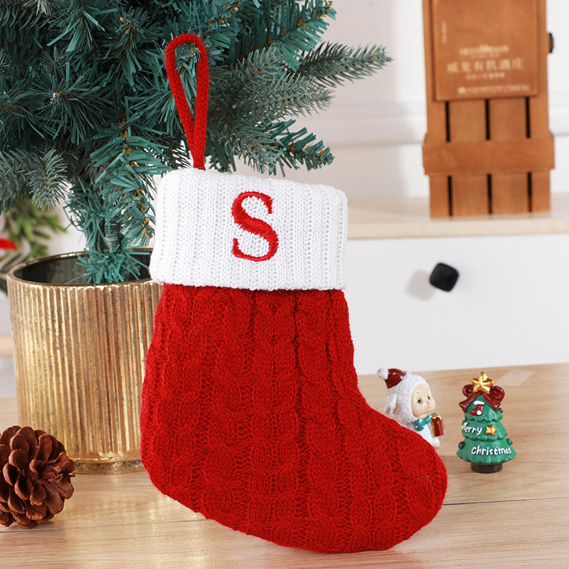 Christmas Stockings Decorative Wool Knitted Socks - Creative Tree Pendant