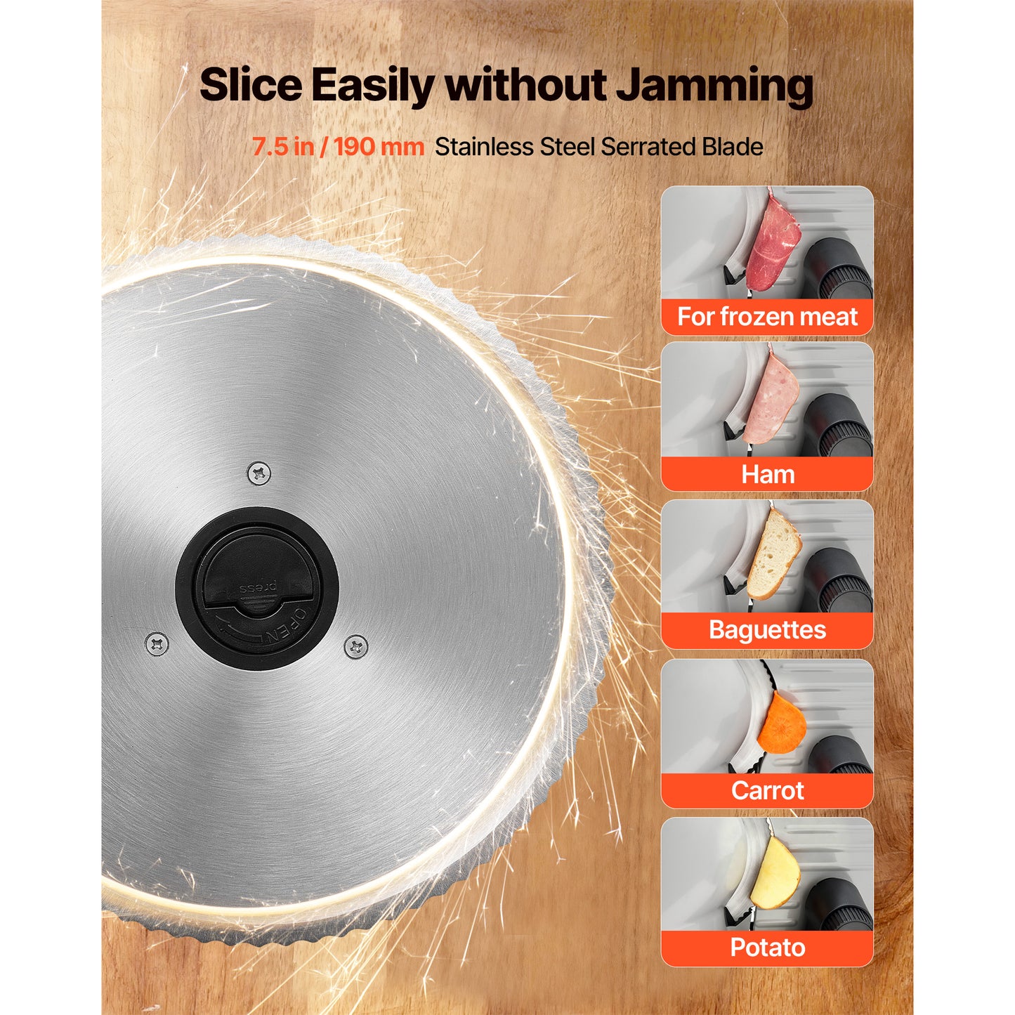 Electric Deli Meat Slicer 7.5 Inch Food Slicer with Adjustable Thickness 200W