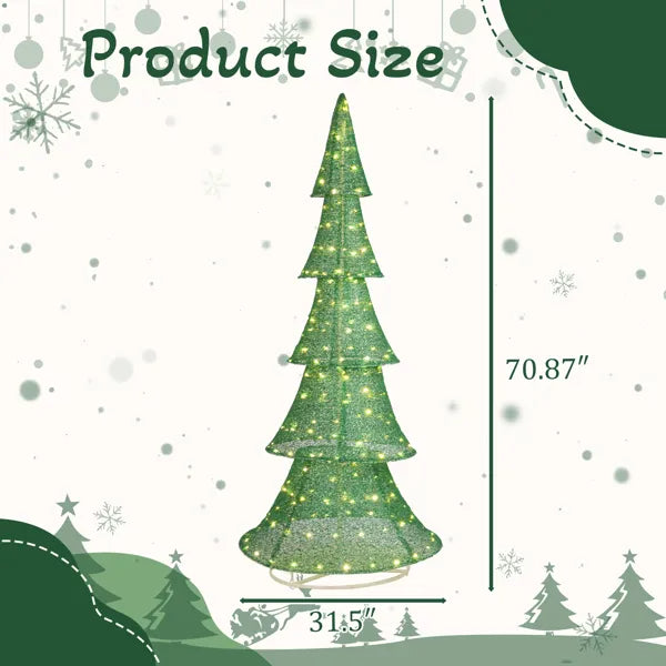 6FT Lighted Christmas Tree with 200 LED Warm White Lights