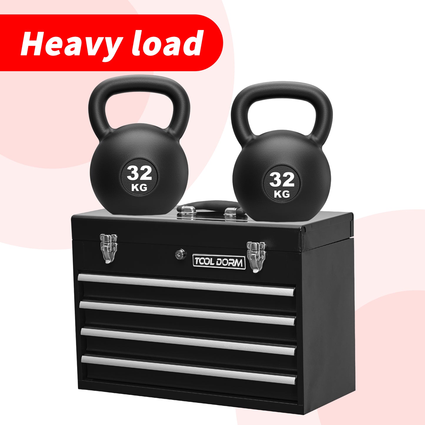 20.3-Inch Metal Tool Box with Drawers, Lockable Steel Chest for Garage and Workshop
