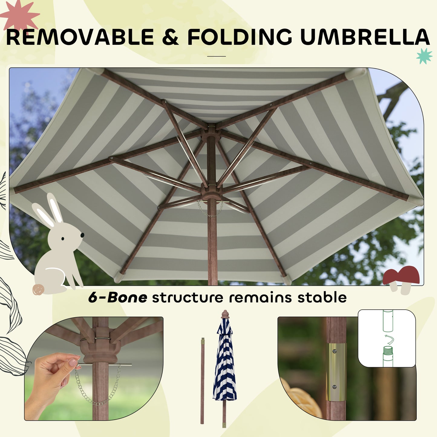 Kids Outdoor Picnic Table & Bench Set with Umbrella - Navy Blue