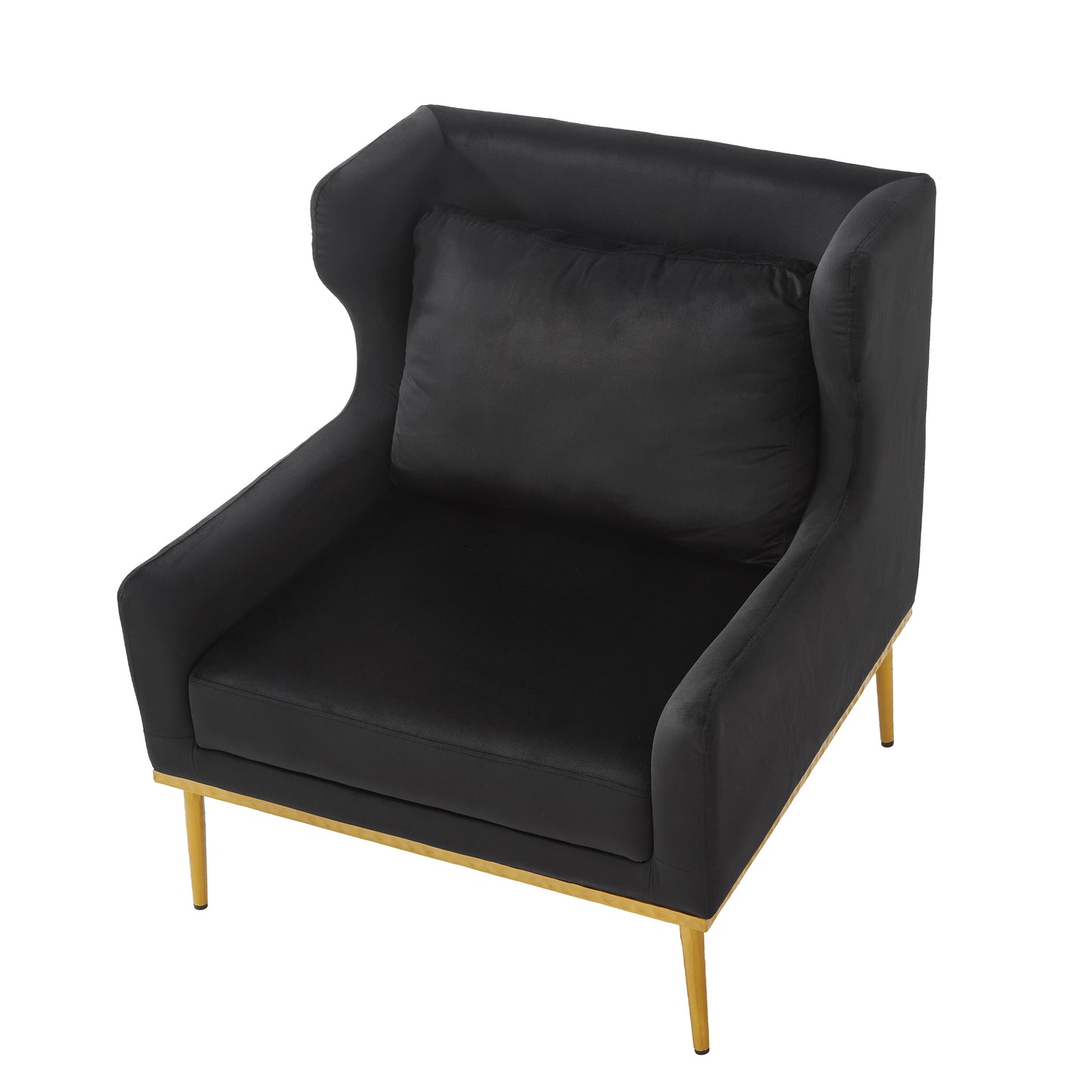 Black Velvet Accent Chair - Modern Armchair for Living Room