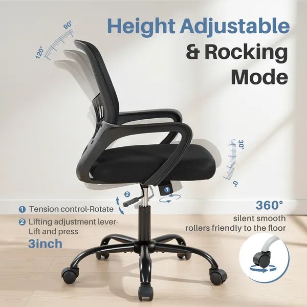 Ergonomic Adjustable Rotating Computer Desk Chair with Armrests