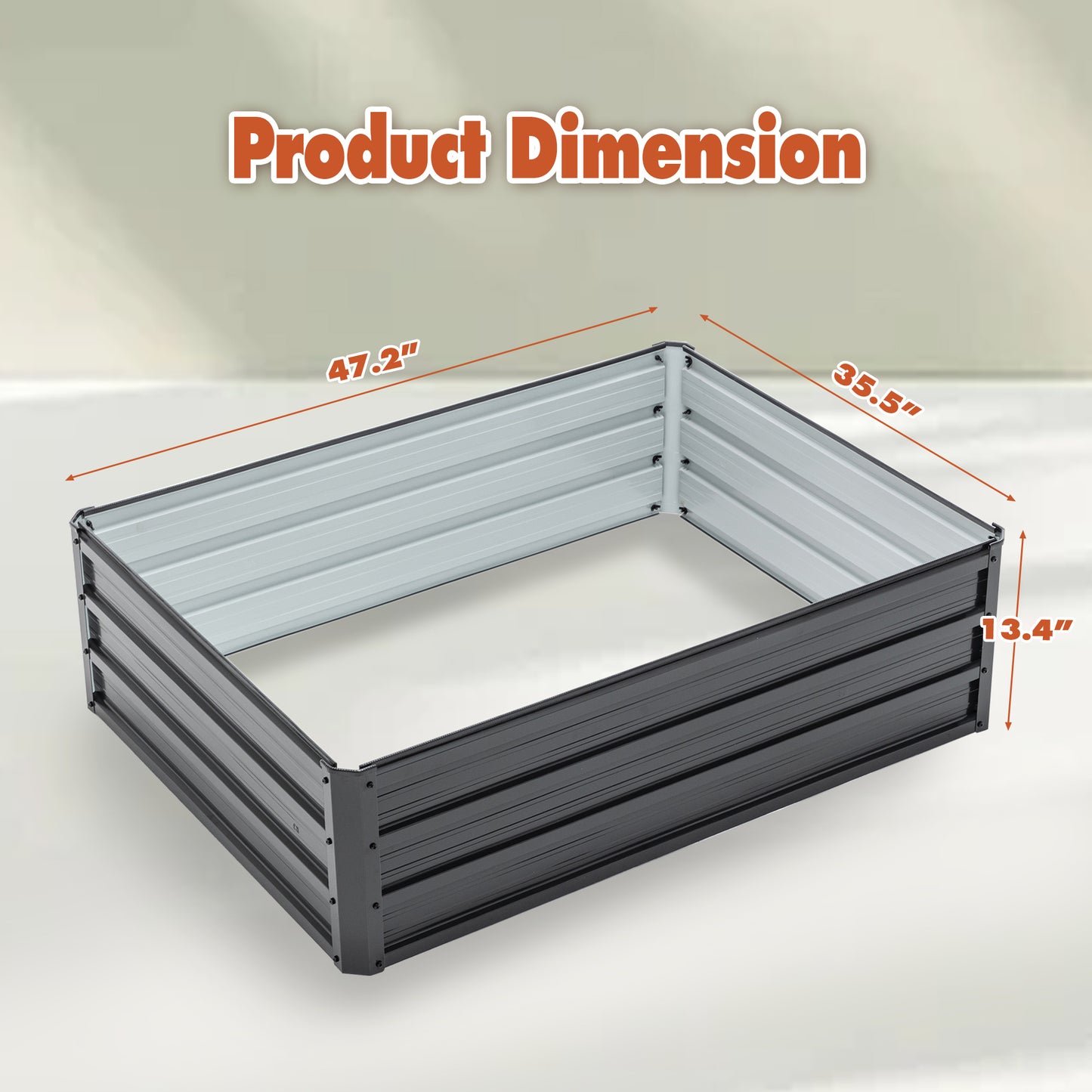 Metal Raised Garden Bed - Galvanized Planter Box 4x3x1 ft - Black