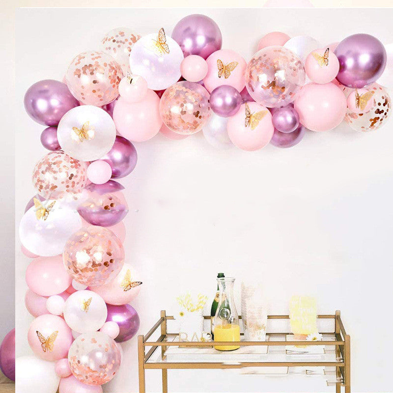 Pink Butterfly Balloon Set for Baby Girl Party Decorations - 10 Inch Latex Balloons