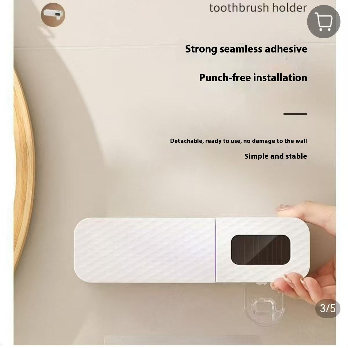 Automatic UV Sterilization Toothbrush Holder with Punch-Free Mounting