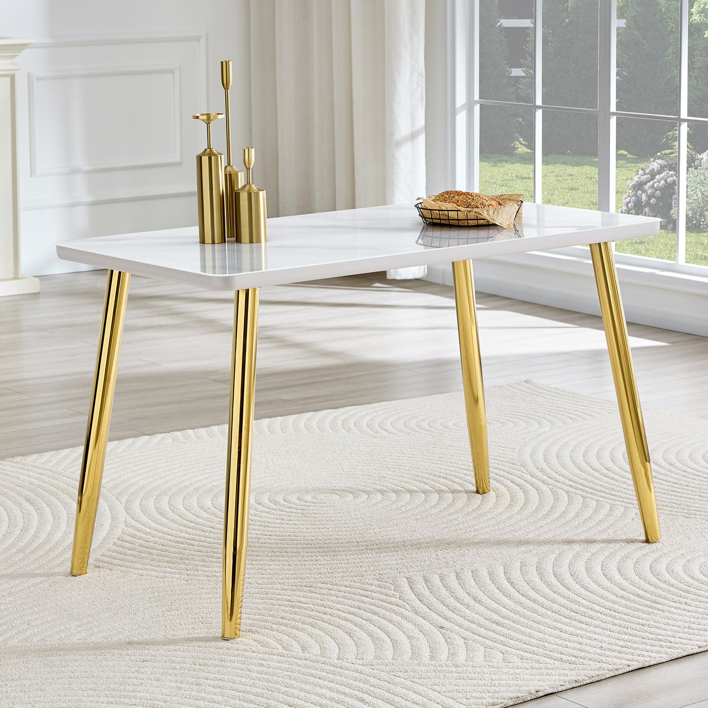 Modern Minimalist Rectangular Dining Table, Suitable For 4-6 People.