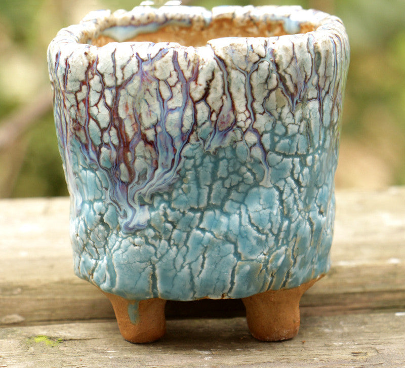 Creative Ceramic Flowerpot with Hand-Controlled Bursting Flow Glaze
