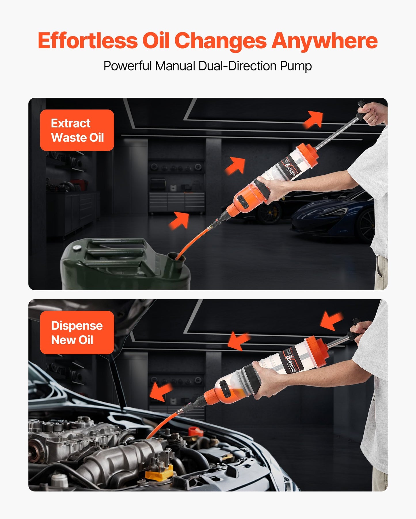 1500CC Manual Fluid Extractor for Automotive Oil & Coolant Changes - Black