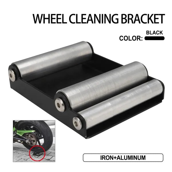 Motorcycle Wheel Cleaning Stand with Brush Kit - Tire & Rim Maintenance Tool