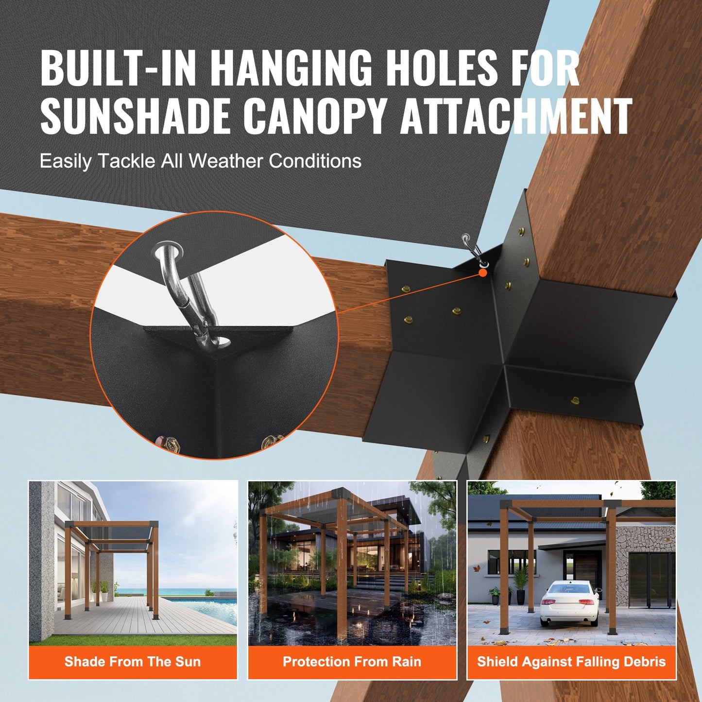 6"x6" Pergola Bracket Kit - Heavy Duty Corner Brackets, 2pcs
