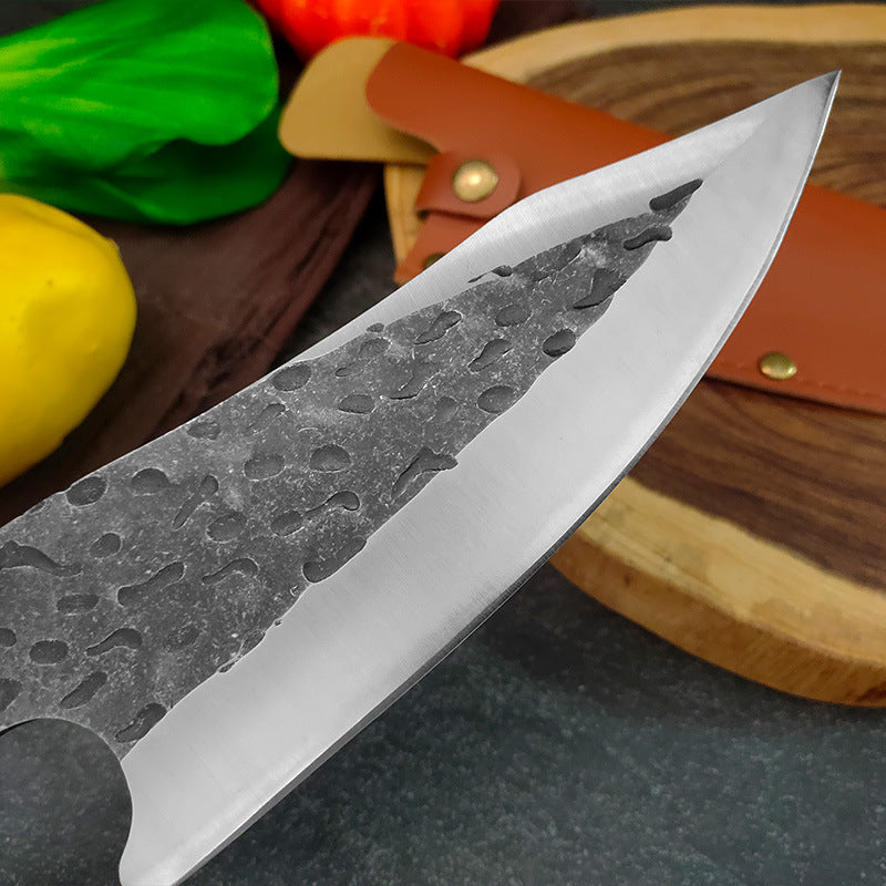 Hand-Forged Boning Knife with Replaceable Blade and Wooden Handle