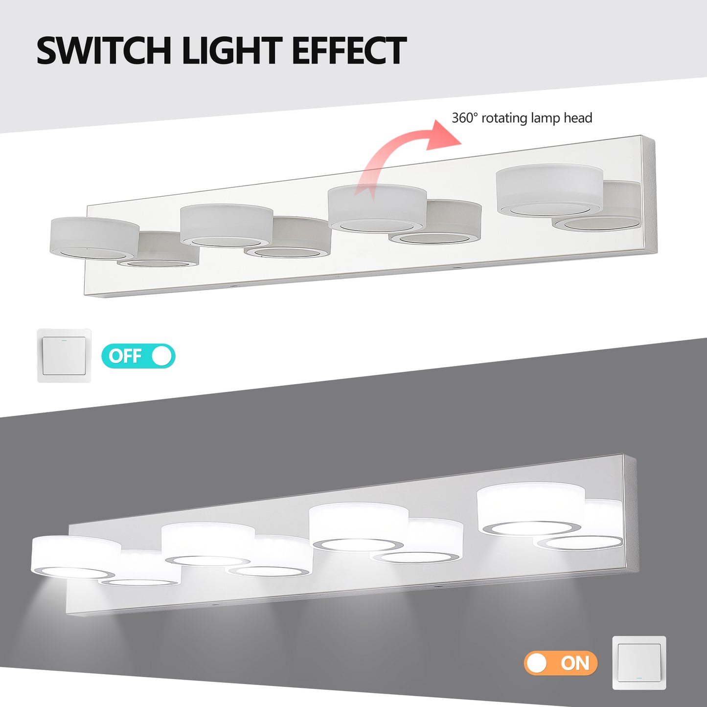 Modern 4-Light LED Vanity Light Fixture - Chrome Wall Lighting