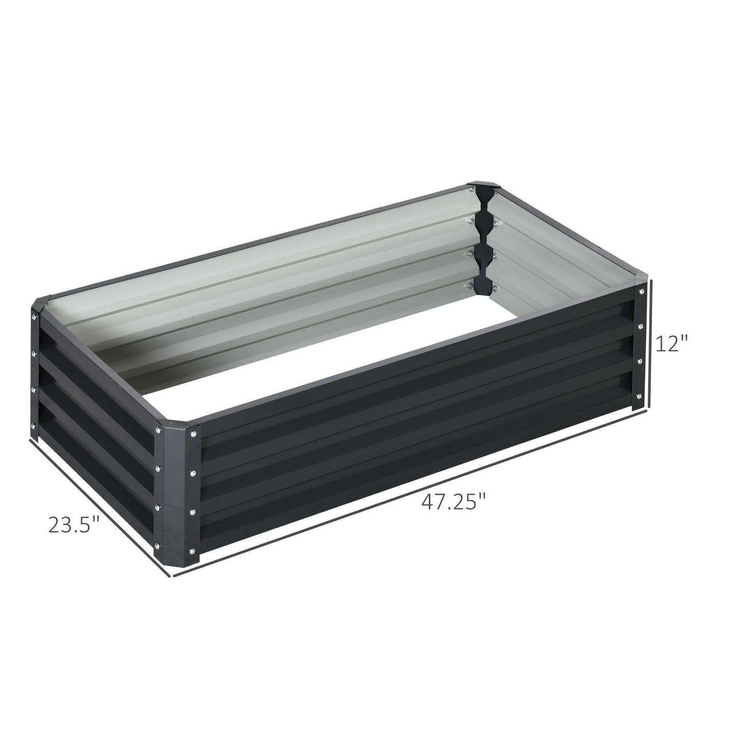 Galvanized Steel Raised Garden Bed 4x2x1 ft Outdoor Planter Box for Vegetables Herbs