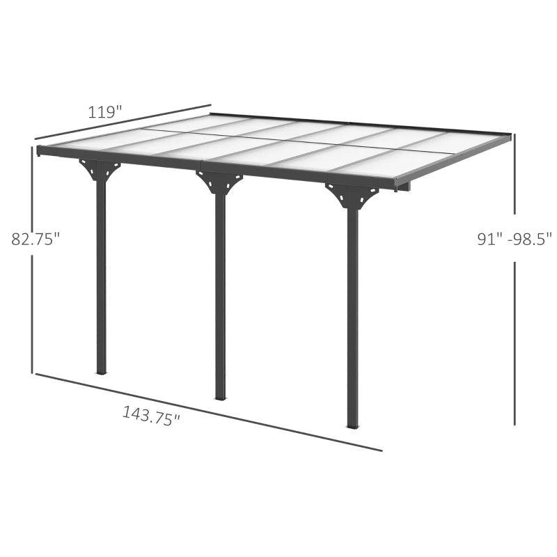 12' X 10' Outdoor Polycarbonate Pergola, Transparent UV Blocking