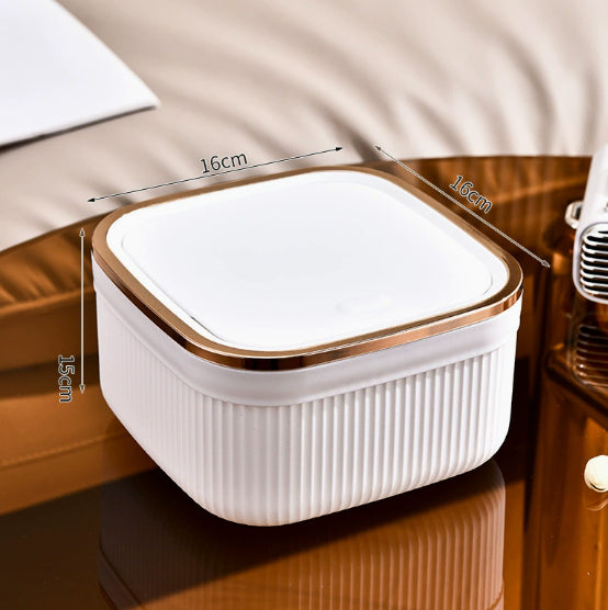 Desktop Trash Can Push-Style Waste Bin 4L Light Luxury Storage Bucket