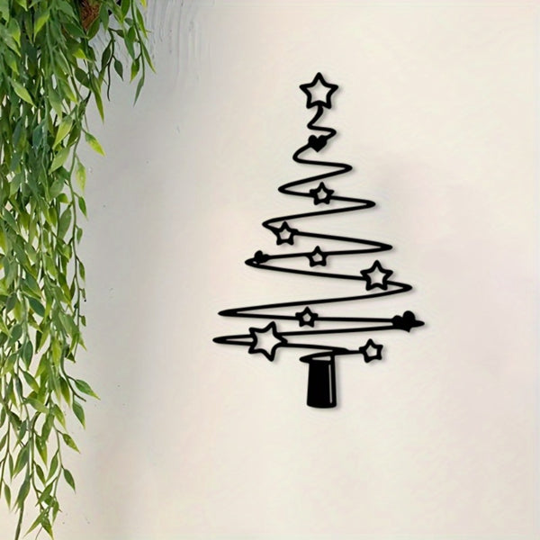 Minimalist Metal Christmas Tree Wall Decoration - Aluminum Art